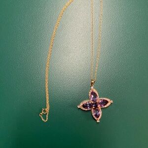 Amethyst and iolite flower Necklace